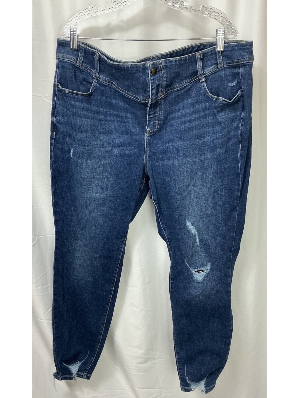 Lane Bryant Women’s 20 Distressed Skinny Ankle Jeans Frayed Hem plus curvy boho